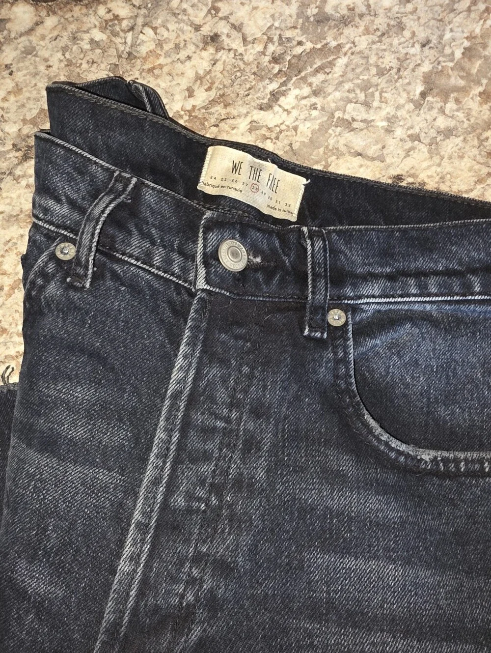 Free People Dark Blue Wash Distressed Knee Jeans Size 28 NWOT